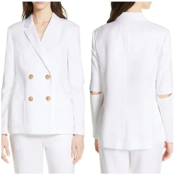 Tibi White Boxy Elbow Slit Blazer - Picture 1 of 5